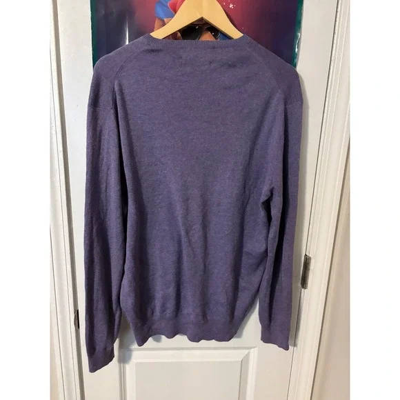 Polo Ralph Lauren Pima Cotton V-Neck Sweater Classic Fit Purple M - Picture 3 of 5